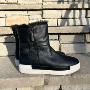 Henley J/Slides black leather zipper closure 1.5" platform booties Sz 10